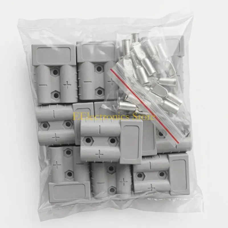 B03C Two Pin Battery Coupler 50A 10 Pack with Flame Retardant Housing, Solderless Wiring and Hold Design for Charging System