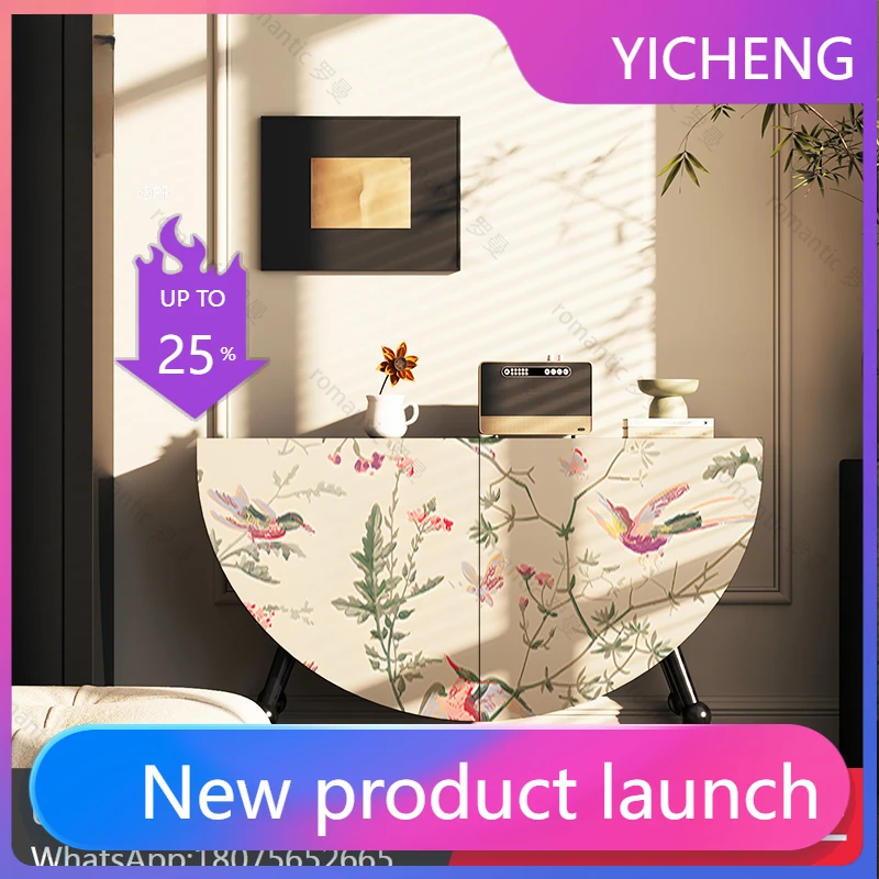 

LYY retro door solid wood porch cabinet decorative cabinet living room wall integrated side cabinet