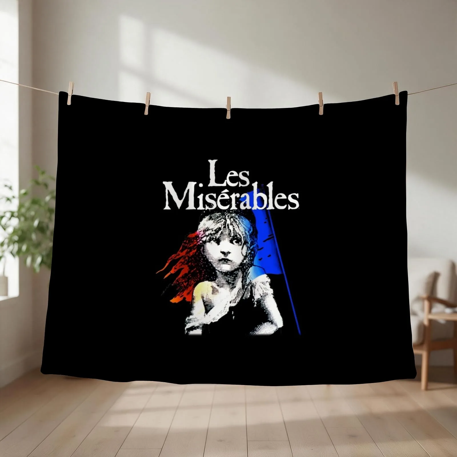 Les Miserables ( black ) Throw Blanket couch cozy soft plush fuzzy picnic outdoor blanket