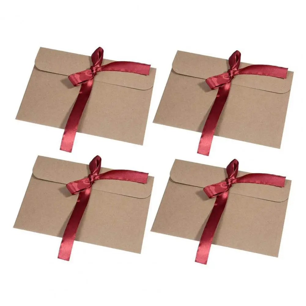 10Pcs/Set Bow Tie Envelopes Ribbon with Bow Gift Paper European Style Kraft Paper Envelope Party Invitation Card Bag