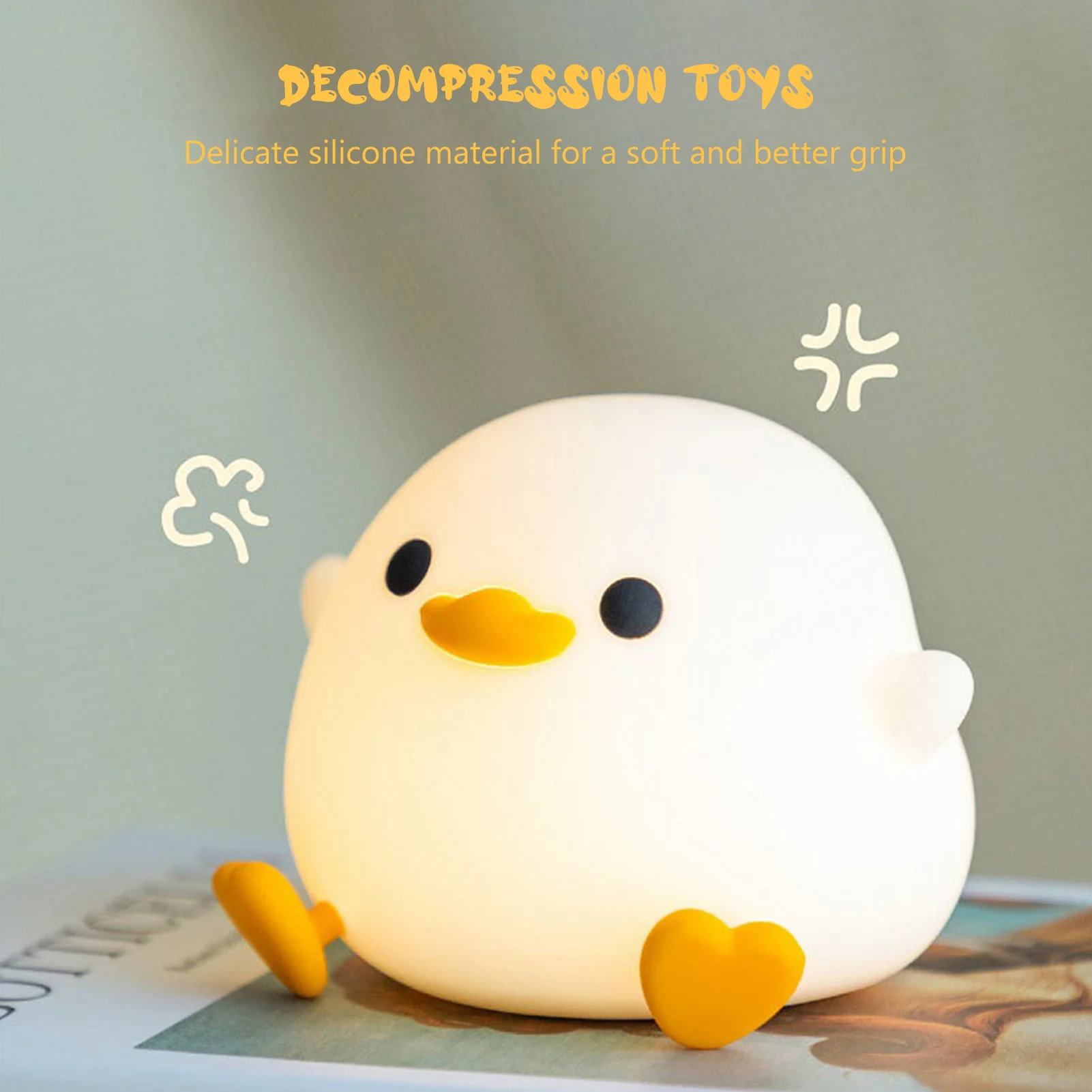 Timerable Cartoon Ducks Night Light Fashionable Bedside Desk Lamp For Bedroom Children Room