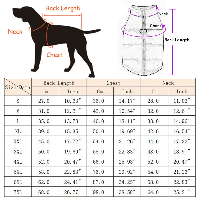 S-7XL Pet Coat Jacket with Buckle for Small Large Dogs Winter Warm Big Dog Clothes Golden Retriever Bulldog mascotas Clothing