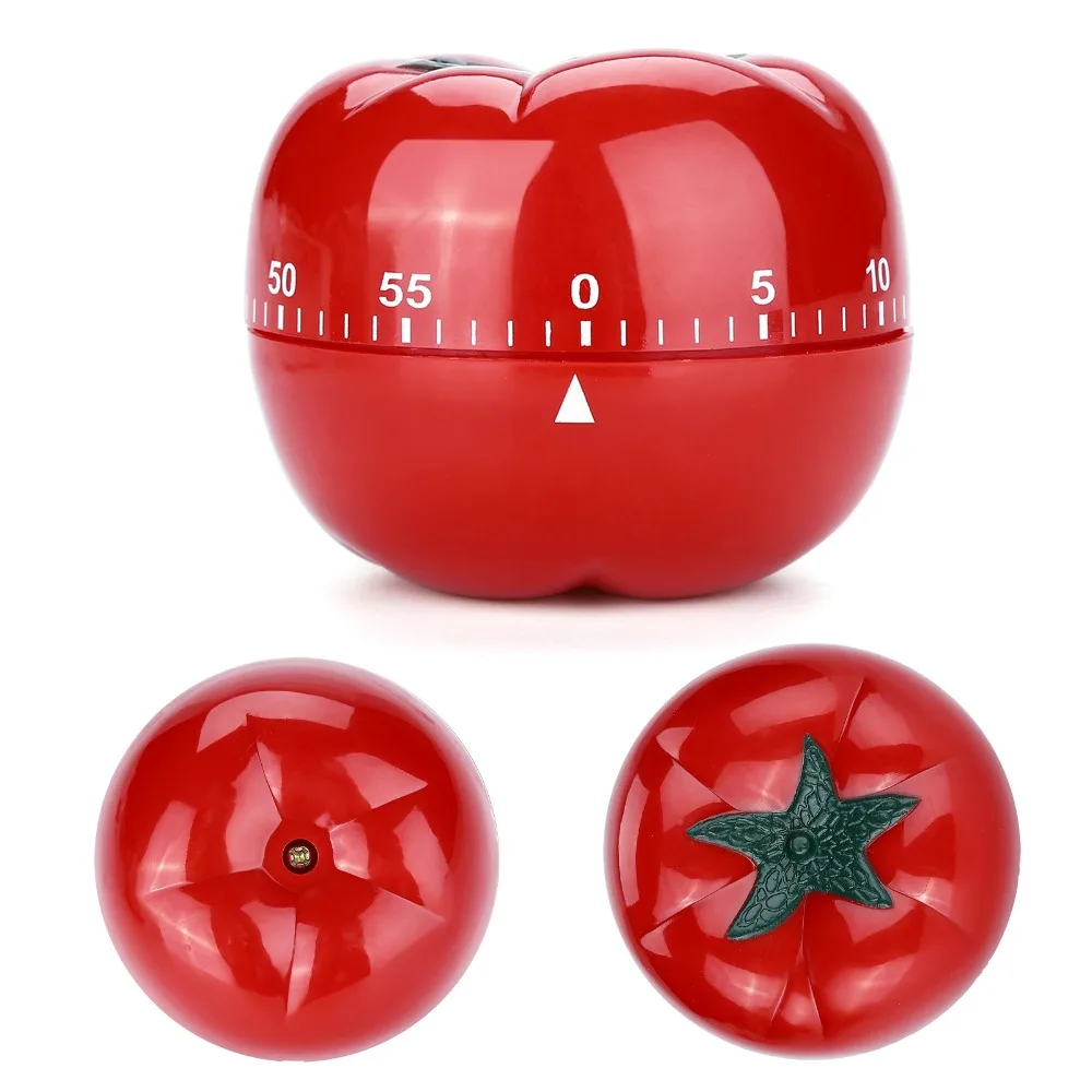Tomato Shaped Mechanical Timer 60 Minutes Ring Alarm Countdown Kitchen Timer Wind Up 7.2 x 5.5cm/ 6.3 x 4.5cm Alarm Clock