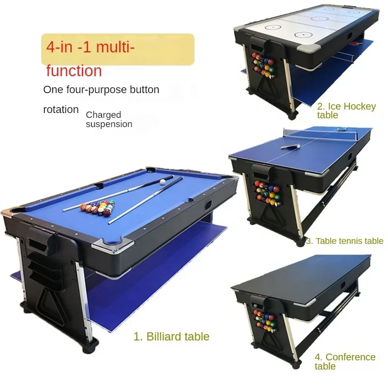 4-in-1 multifunctional billiards table  game tennis  hockey  7-foot  with dining table combination