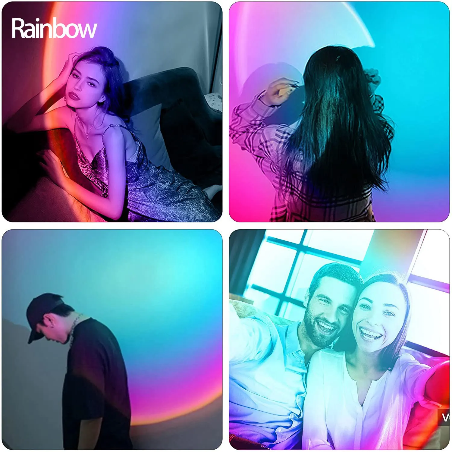 N10R-Projection Atmosphere LED Lamp Night Light,USB Projector 180 Degree Rotation Photography Lamps For Bedroom Studio