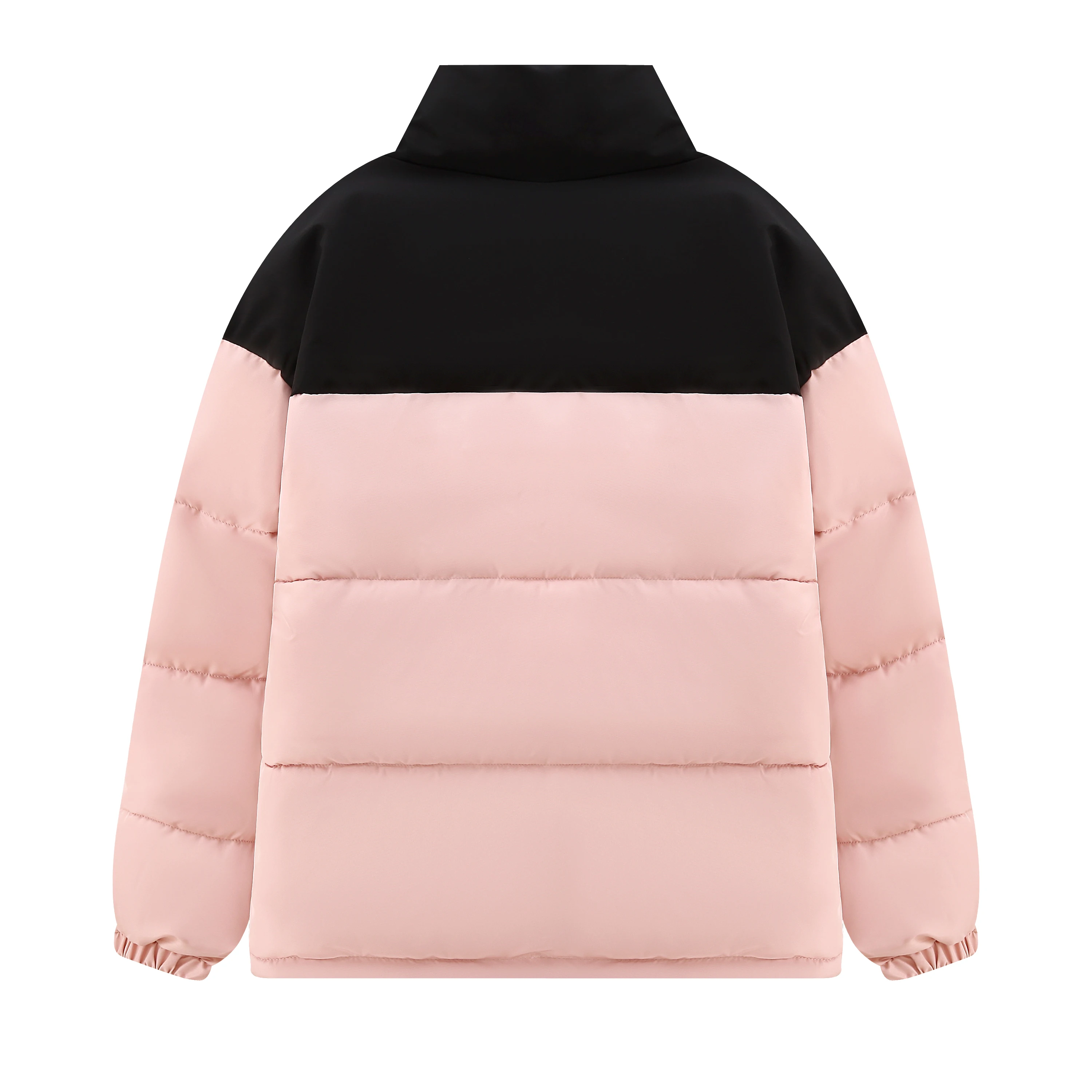 เสื้อโค้ทผ้าฝ้ายกันลมสำหรับฤดูหนาว ไซส์ใหญ่ ดีไซน์กระเป๋าซิปทันสมัย แจ็คเก็ตสั้นทรงหลวม สีสันตัดกันอย่างมีสไตล์