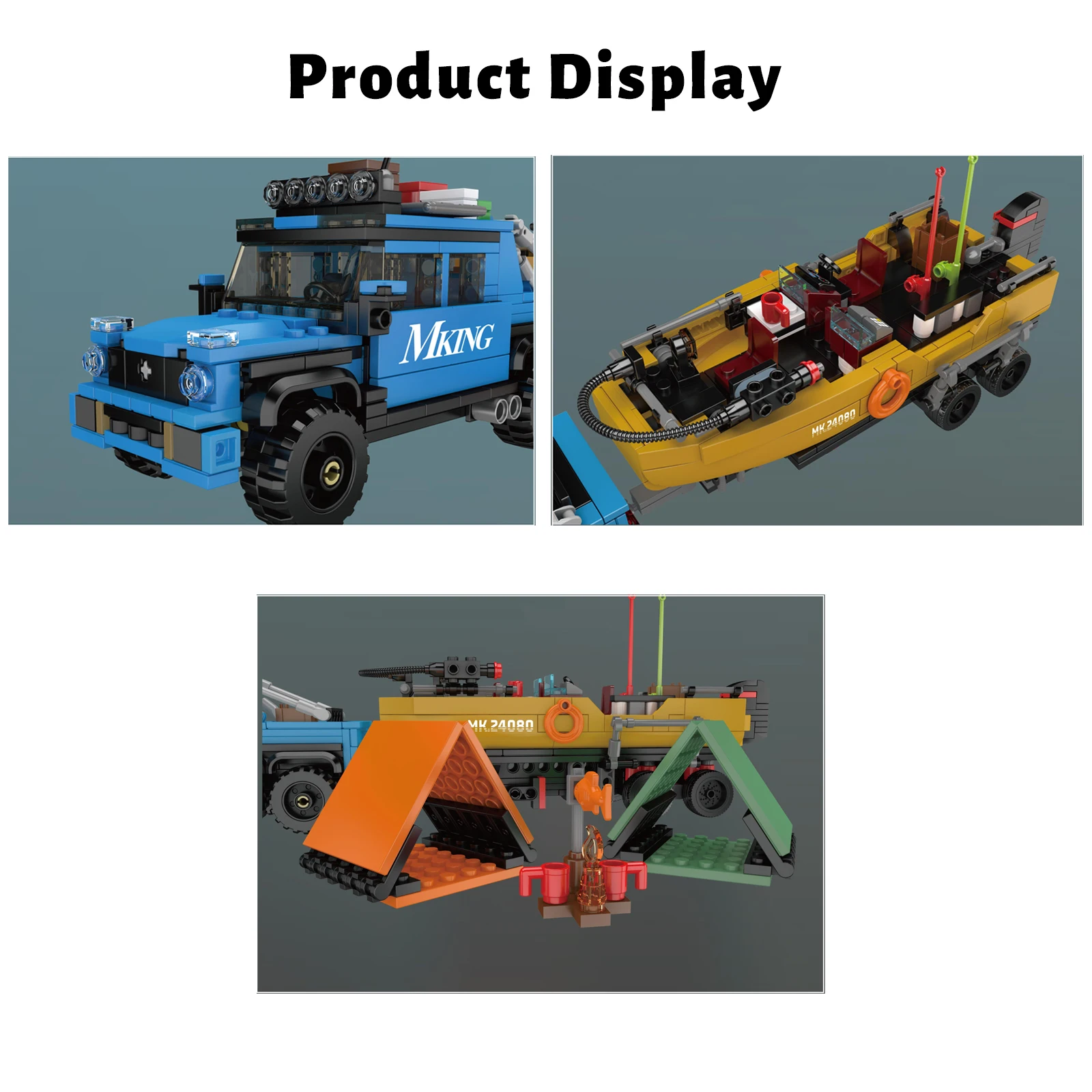 Molde rei 24080 barco de pesca reboque bloco de construção captador modelo ornamentos montagem brinquedo menino criativo presente do feriado