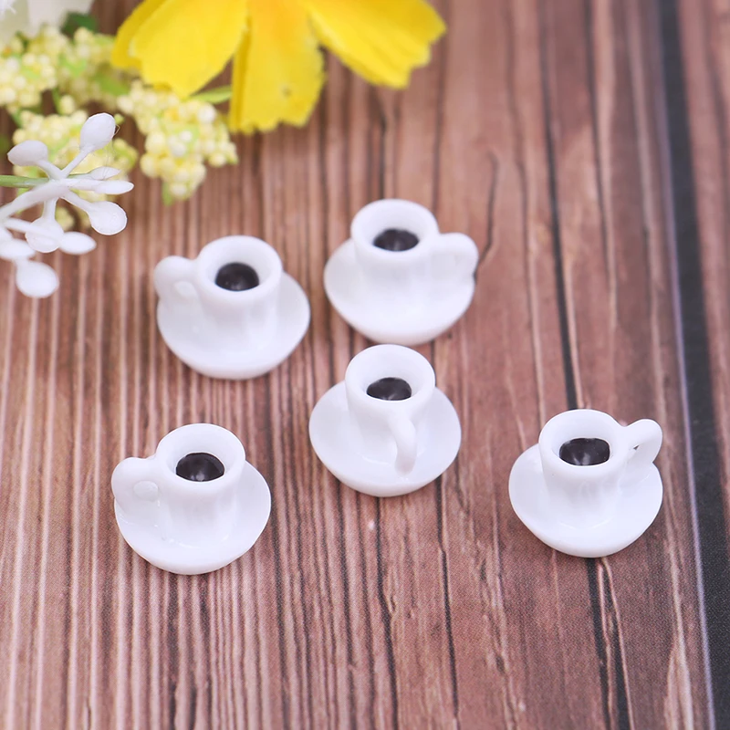 5Pcs Dollhouse Miniature Coffee Cup Model Drink Home Tableware Kitchen Furniture Accessories For Doll House Decor Toys Gift