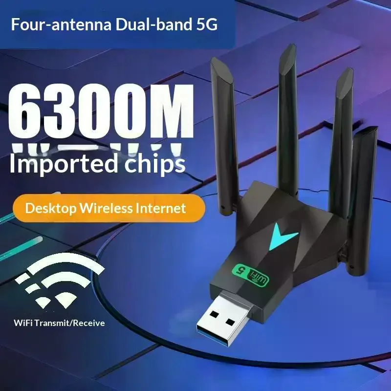 USB Adapter Dual Band 2.4G+5Ghz Dongle USB3.0 High-Speed 4-Antennas Wireless Card Receiver For PC/Laptop Win WiFi