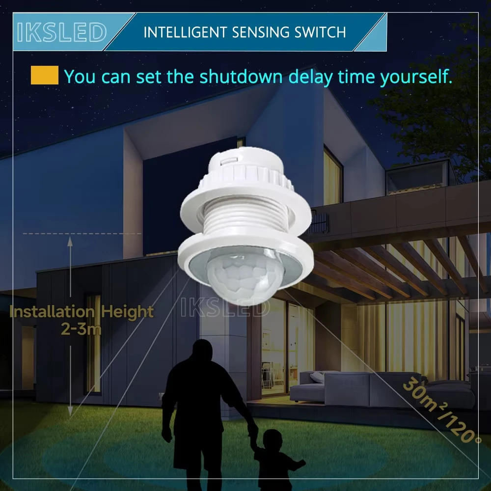 PIR motion sensor light switch 220V 110V time delay/Mode adjust Infrared Human Body motion Detector Auto control ON/OFF lighting