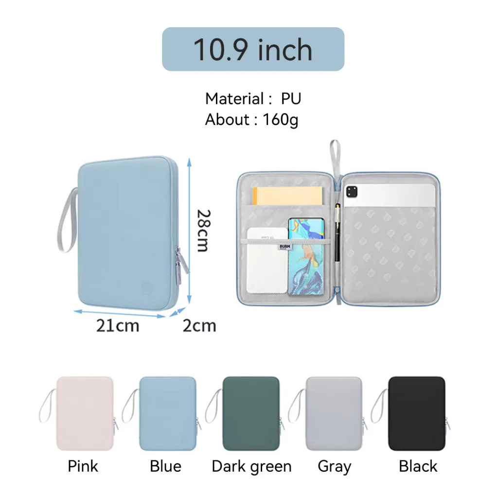 Portable Tablet Bag Pouch For Samsung Galaxy S10+ 2024 S10 PLus S9 FE+ 12.4 S7 S8 A9 Plus S6 Lite A8 10.5 Multi Pockets Sleeve