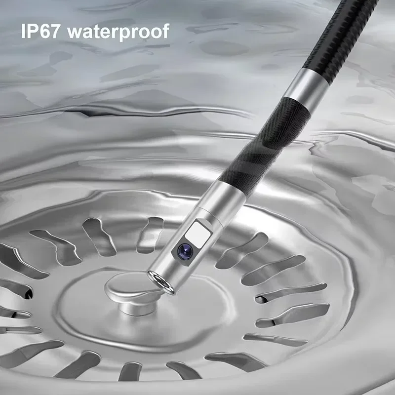 360 °   كاميرا المنظار الصناعي التوجيهية 8 مللي متر 5 "IPS شاشة فحص عدسة واحدة ومزدوجة Borescope 1080P لمحرك السيارة Pip