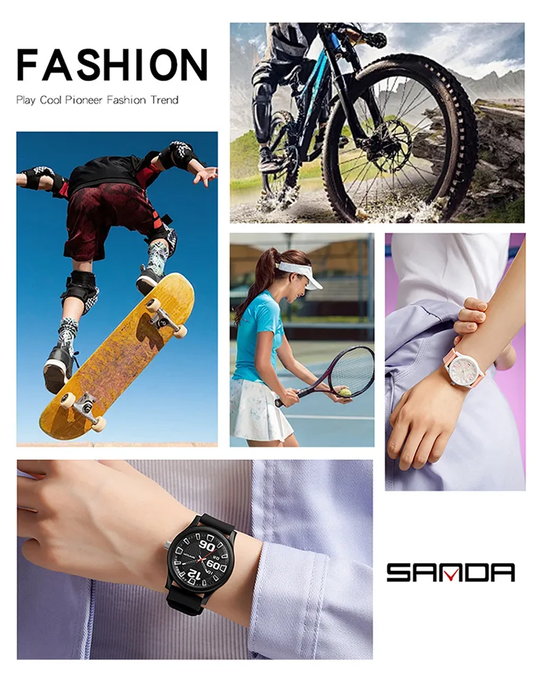 SANDA 3252 Orologio da boutique da donna con cinturino in morbido silicone Orologio al quarzo per studenti alla moda e semplice Regalo impermeabile in stile popolare