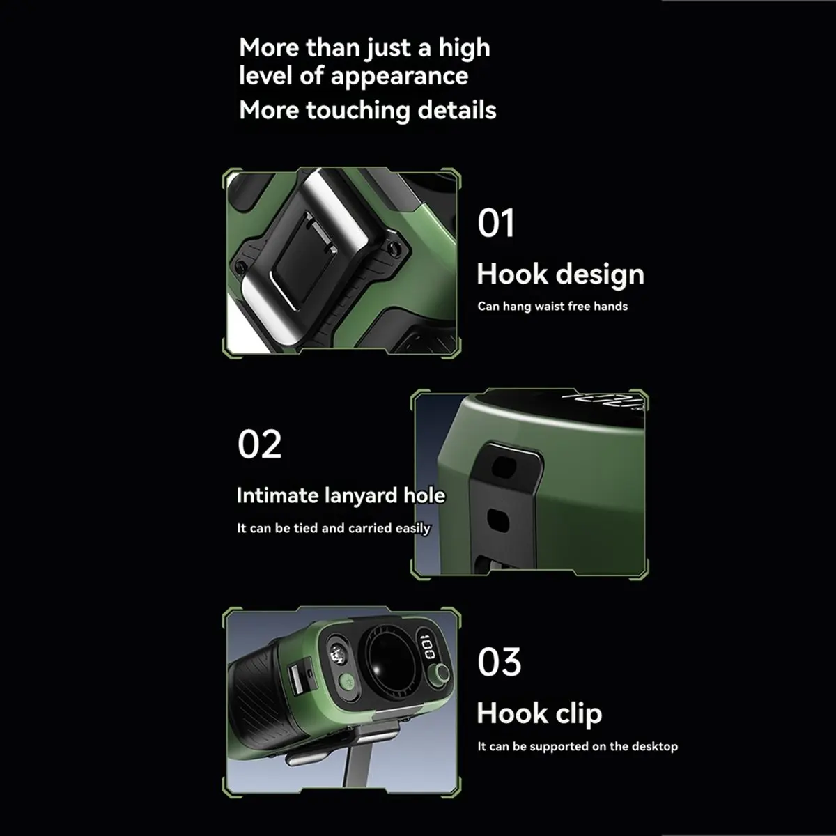 Super Sale Portable Waist Fan 6000mAh Rechargeable Outdoor Neck&Waist Clip Fan with Strong Wind Power Bank & Lighting for Campin