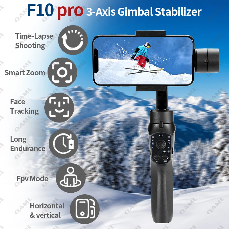 

F10 3-Axis Handheld Gimbal Smartphone Stabilizer Cellphone Selfie Stick for Android iPhone Phone Vlog Anti Shake Video Recording