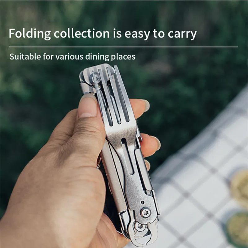 420 Stainless Steel Pocket Knife Multi-tool Portable Fork Spoon Outdoor Survival Camping Folding Knife Detachable Hand Tools