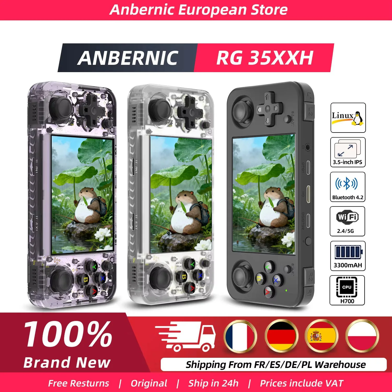 Anbernic-consola de juegos portátil RG35XX H, diseño de Joystick Dual, pantalla IPS de 3,5 pulgadas, reproductor de… — oferta en AliExpress