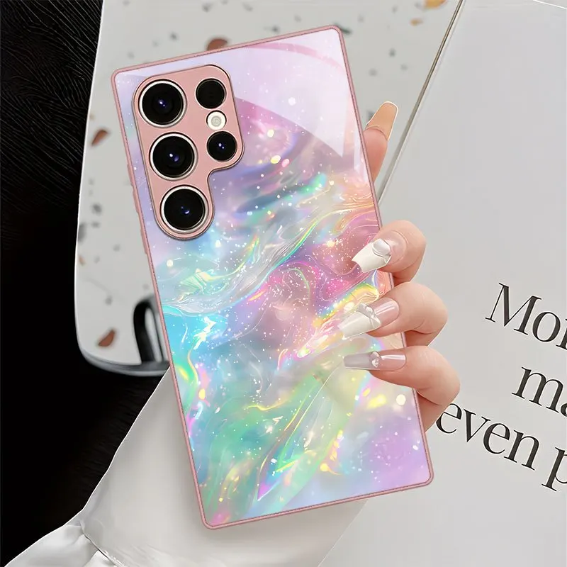 Ripple spot pattern glass phone case suitable for Samsung Galaxy S26 S25 S24 S23 S22 S20 FE/Ultra/Plus anti drop back cover