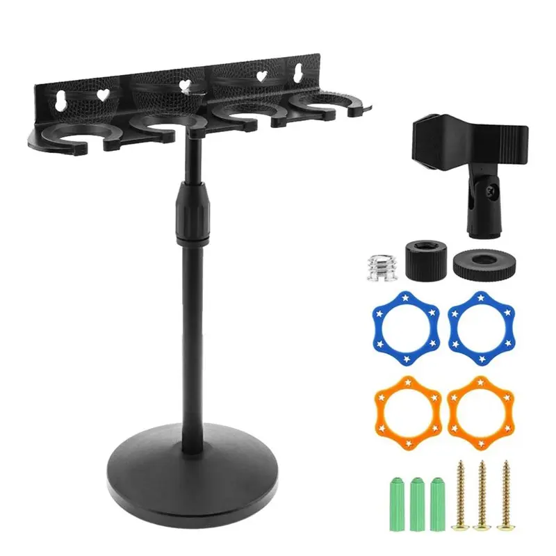 FULL-Microphone Holder Storage Stand For Stage Studio Karaoke For Recording Streaming- Multi Microphone Support Portable Design