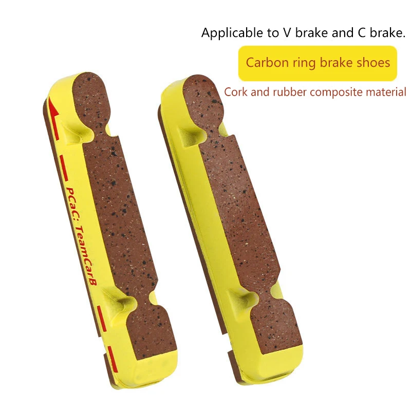 1Pair Carbon Brake Pads V-Brake C-Brake Pads Cork Rubber Replaceable Road Folding Bicycle Brake Caliper Shoes