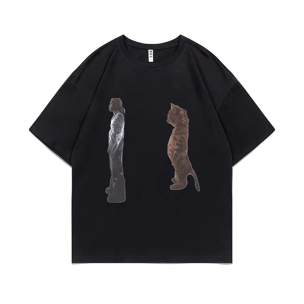 Funny Destroy Lonely Standing Cat Graphic T Shirt Men Women Pure T-shirts Opium Playboi Carti Ken Carson Tshirt
