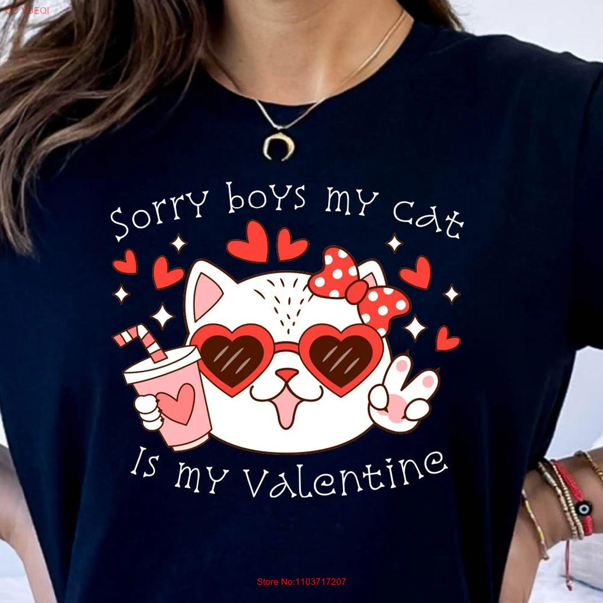 Извините, мальчики, моя кошка-это день Святого Валентина, футболка, милая для Дня Святого Валентина, длинный или короткий рукав Извините, мальчики, моя кошка-это день Святого Валентина, футболка, милая для Дня Святого Валентина, длинный или короткий рукав