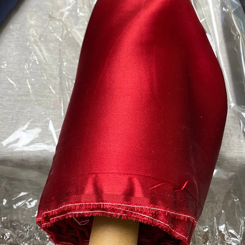 

High Qquality Silk Fabric Stretch Satin 16momme 108 Spandex Clothing Cheongsam Lining Black