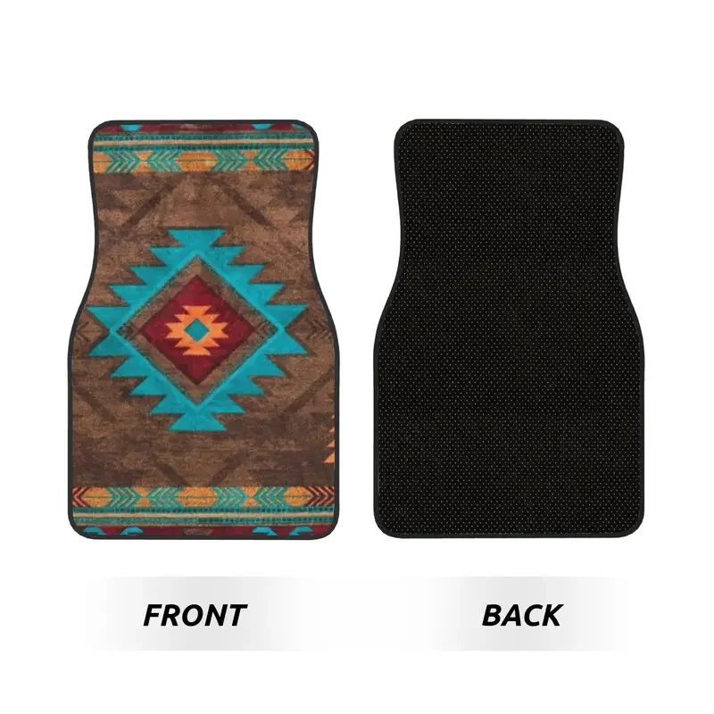 Navajo Turkish kilim 4PCS Crystal Velvet Car Floor Mats Set Universal Front Rear Foot Mats Car Interior Floor Protection Mat