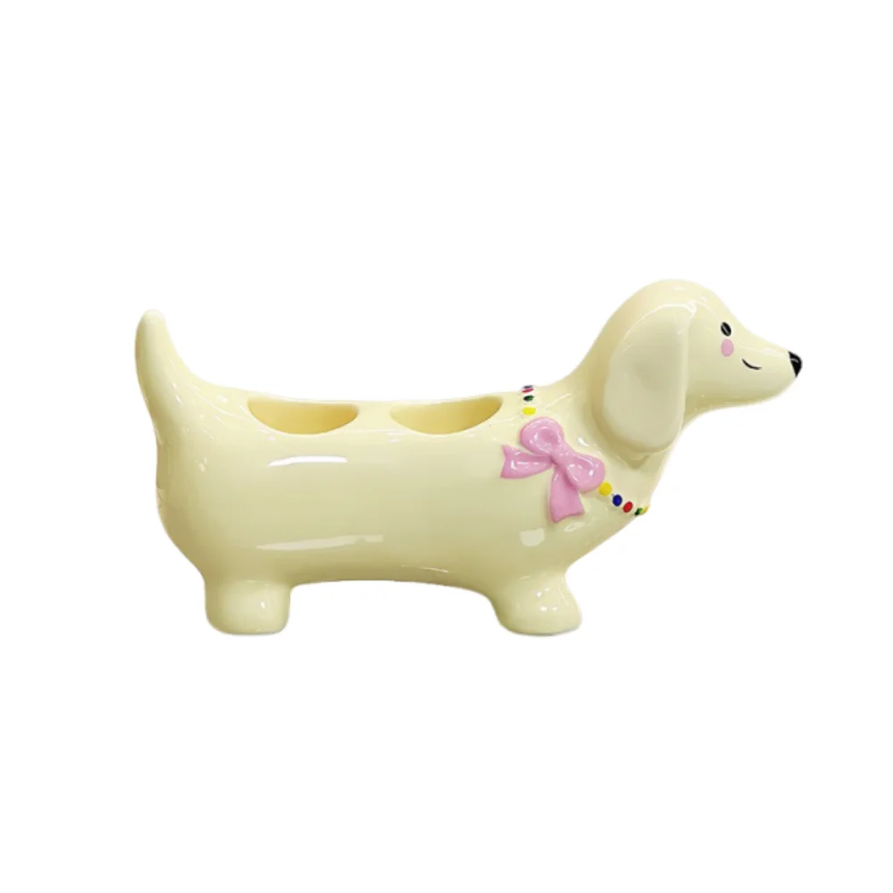 

Ceramic Dachshund Toothbrush Holder Creative Cartoon Electric Toothbrush Stand Cute Waterproof Toothbrush Storage Rack