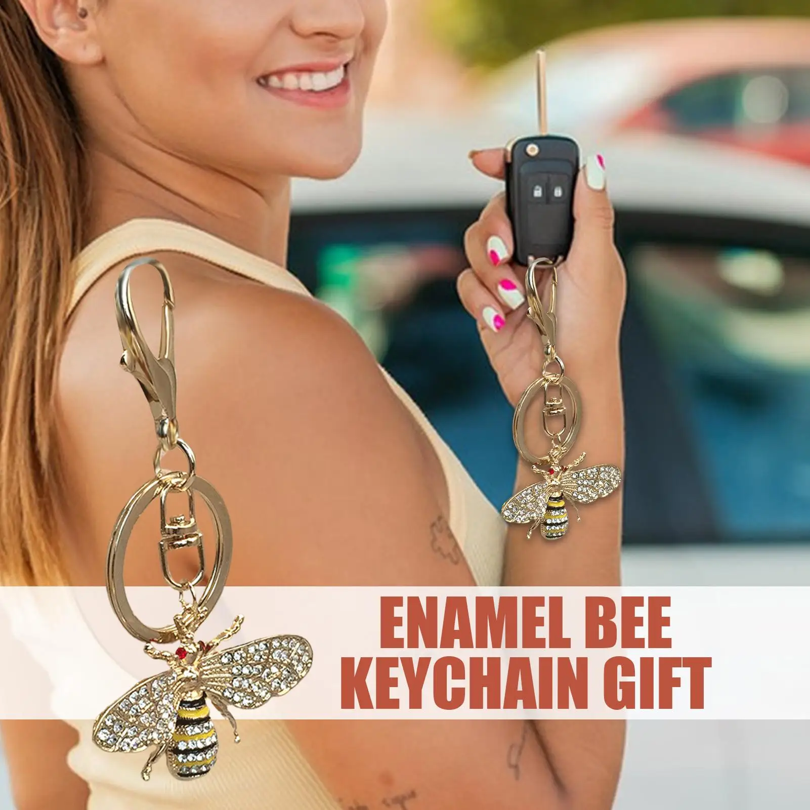 Abalorio de abeja para bolso, llavero de abeja con diamantes de imitación, cartera, bolso, bolsos, accesorios, decoración de mochila para hermanas, mujeres, papá y amigos