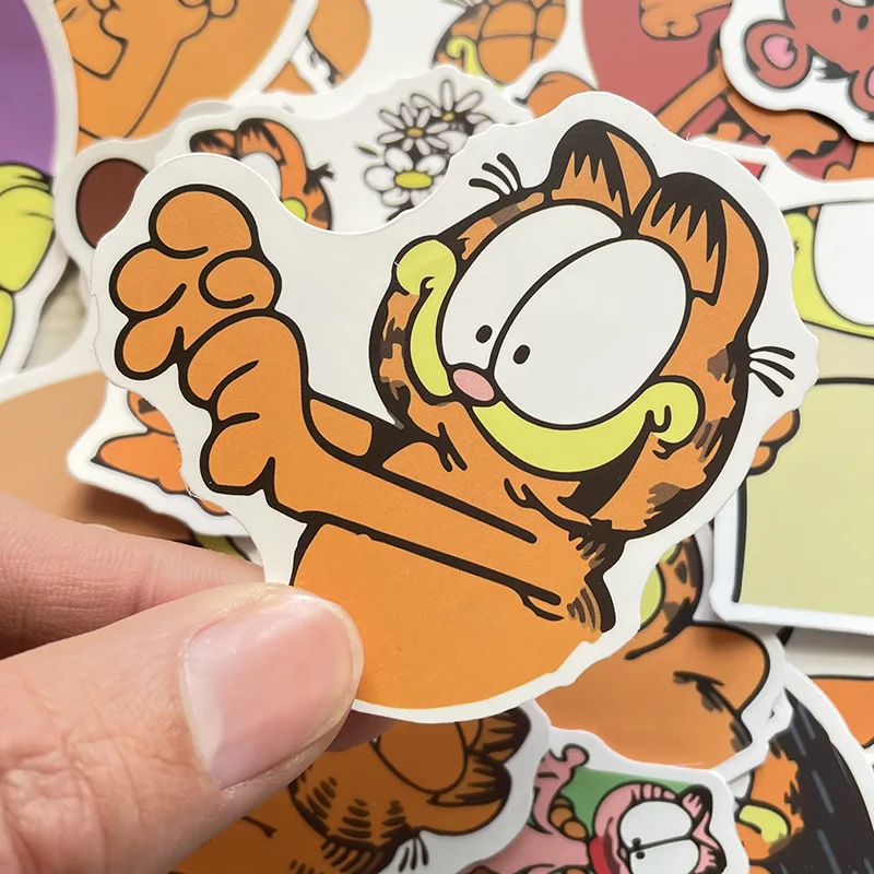 Autocollants réutilisables de dessins animés Disney Garfield pour enfants, autocollants de chat mignon, décalcomanie JEAnimal pour ordinateur portable et téléphone, jouet de scrapbooking, 50 feuilles