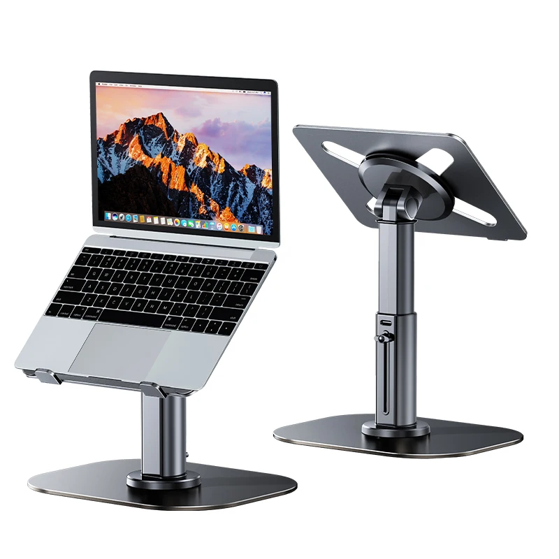 Oatsbasf Metal Desktop Laptop Holder Riser Computer Stand Height Adjustable Stable 360° Rotation Laptop Table Stand for 11-17.3