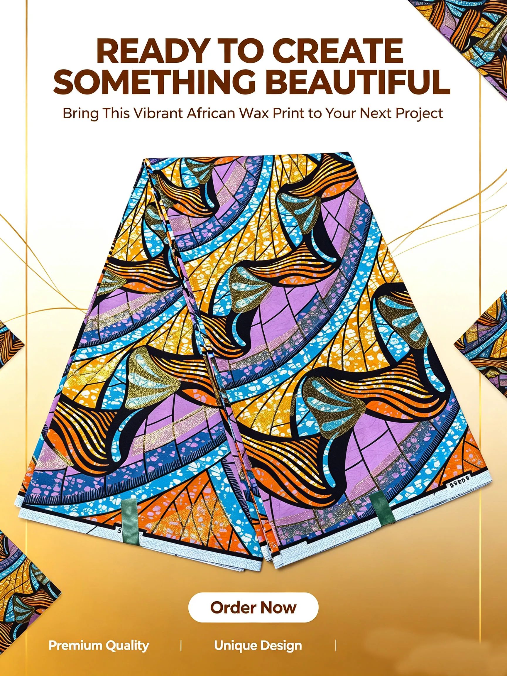 New Golden Glitter African Ankara Wax Fabric 6Yards Vibrant Purple Blue Print Batik Cloth For Women Dress Sewing DIY Pagne Tissu view 6