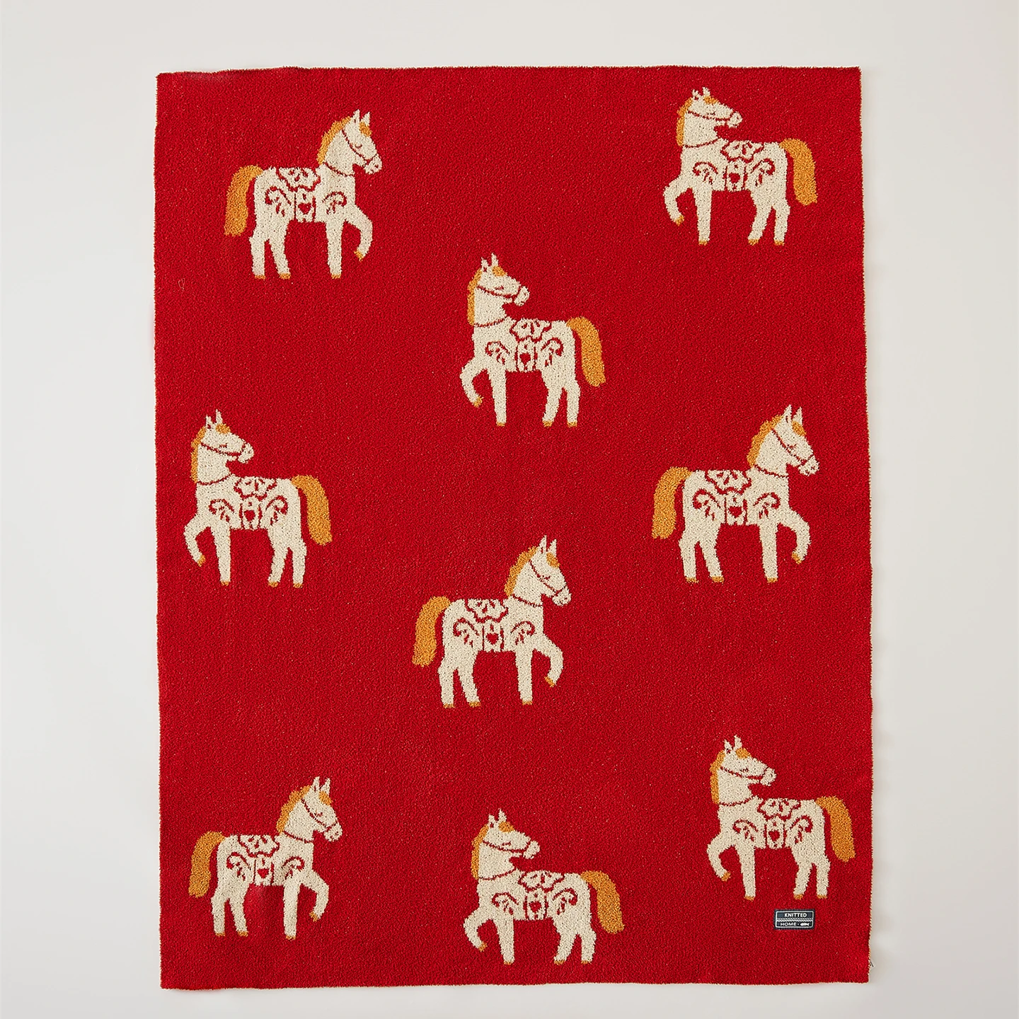 Year of the Horse Warm Knit Blanket Ultra-Soft Half-Pile Fabric Cozy Throw for Bedroom Sofa Car Giftable Comfort Blanket