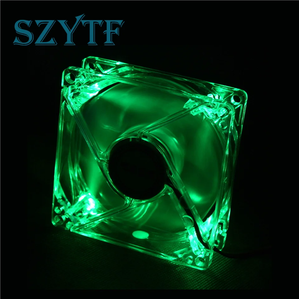 SZYTF  1PCS PC Computer Fan Case Cooling Fan Unit Fan 8025 8cm With Green LED Lights Chassis Fan 80 * 80 * 25