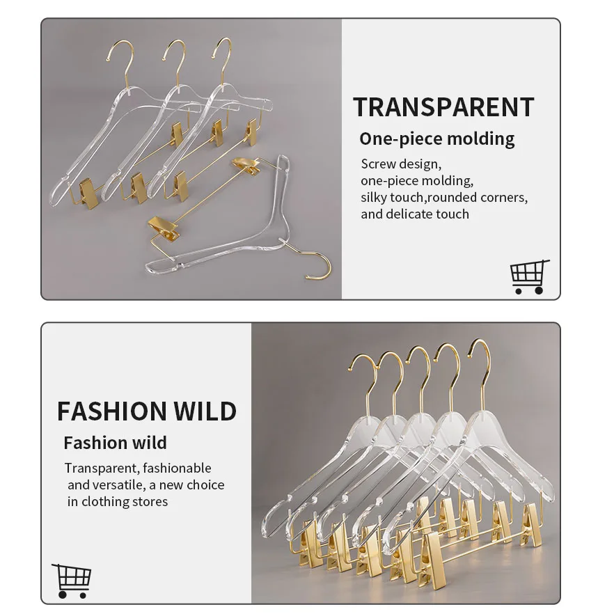 5/10PCS Non-slip Acrylic Coat Hanger With Clip Pants Hanger Clothes Closet Organizer Adult Drying Rack Superior Quality