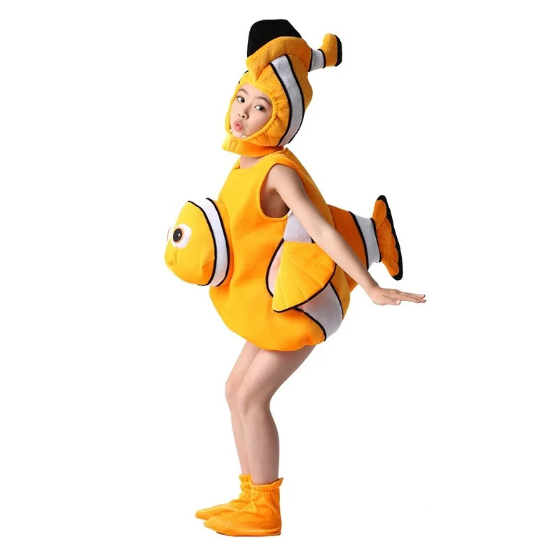 Marine Animals Tropical Fish Cosplay Costume 3D Style Children Performance Clownfish Clothing Hat Shoe Kids Anime Dancing Dress