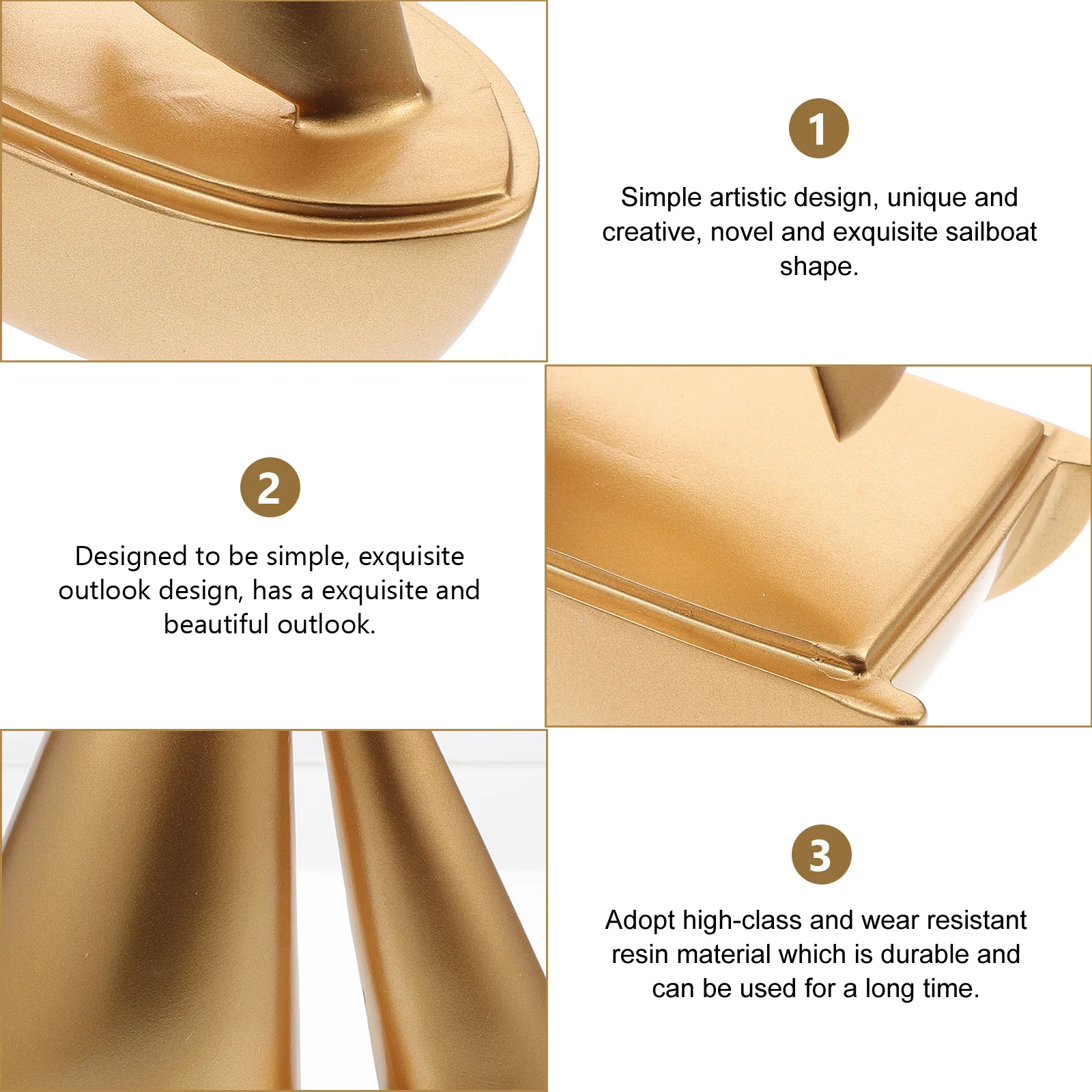 

Cabilock Sailboat Decoration Sailing Boat Resin Nautical Room Decor Beach Theme Party Office Tabletop Marine Style Pastel Golden