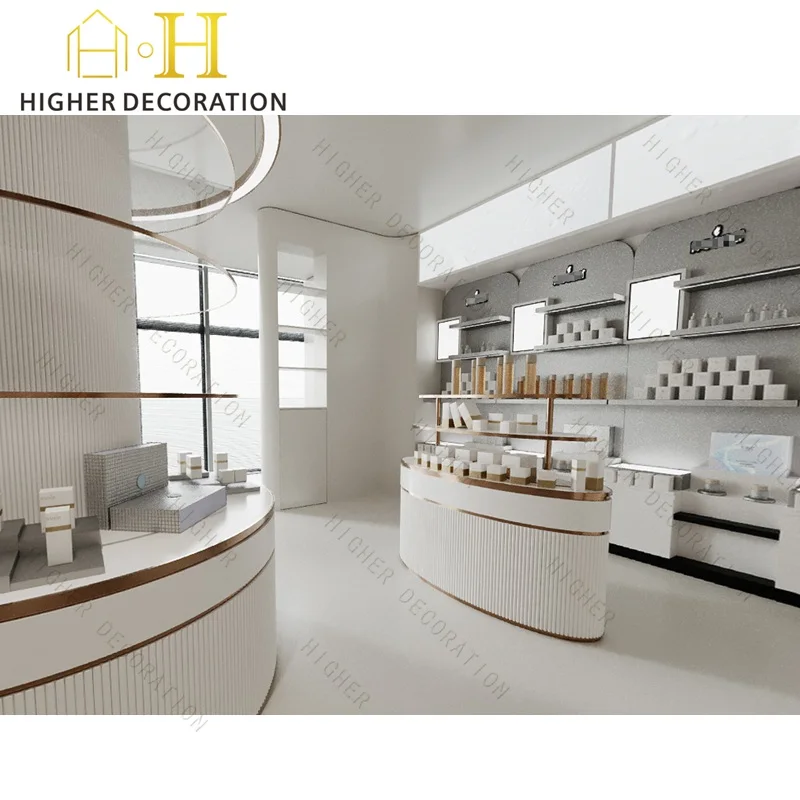 custom.Professional Design High-end Beauty Makeup Perfume Store Furniture Commercial Display Cabinet