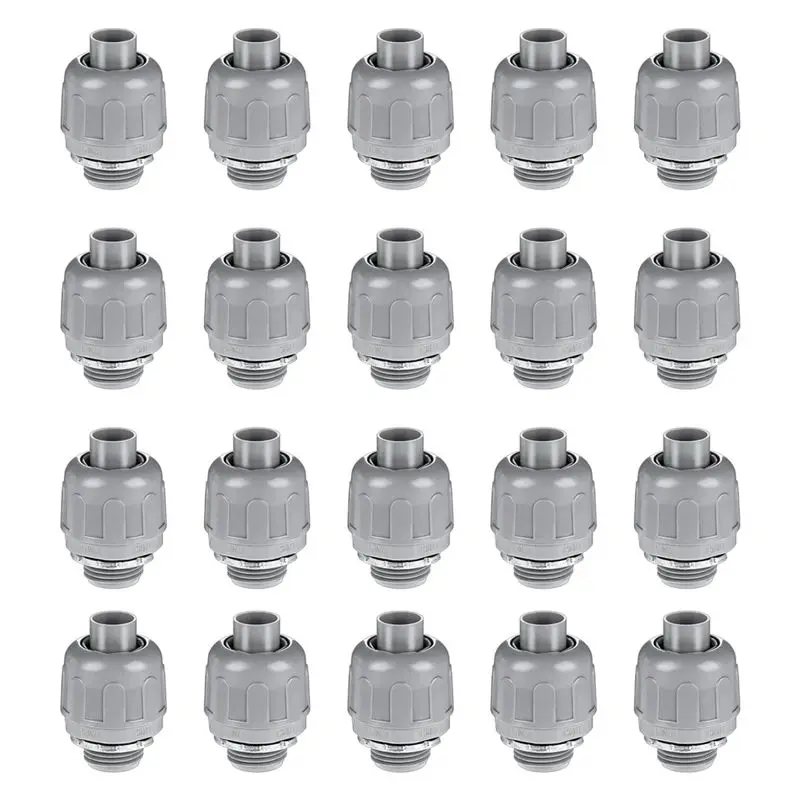 ABUH-20 Pcs Conduit Connectors, 1/2 Inch Liquid Tight Connector NPT Non-Metallic For PVC Electrical Flexible Conduit Fittings
