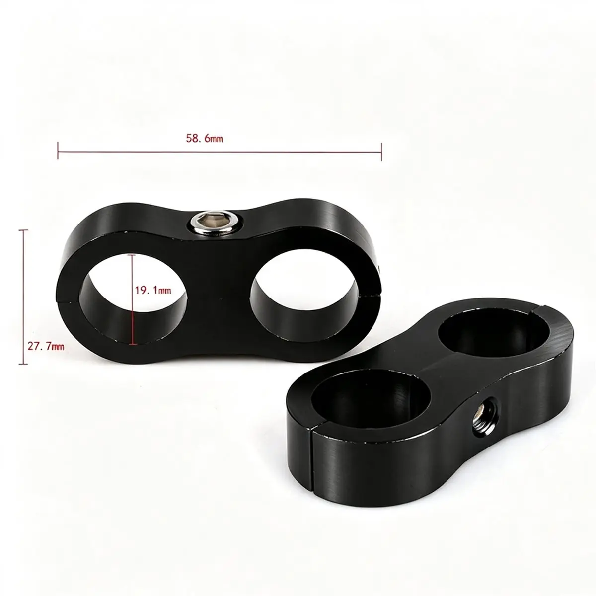 AN6 Dual-Pipe Separator Clamps (4-Pack), Braided Oil Line Splitter Mounting Clamps, for Automotive Modification