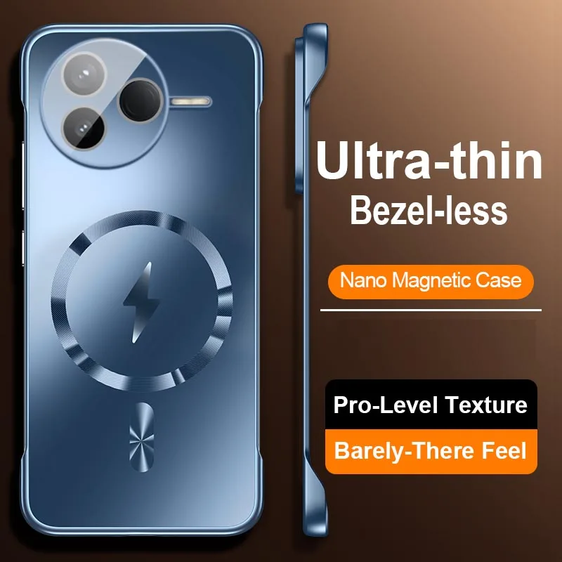 

For Xiaomi Redmi K80 Pro Phone Case, For Magsafe Wireless Charging Frameless Frosted Metal Hard Back Cover