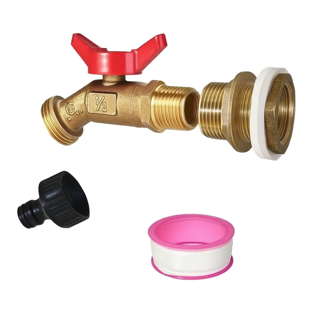 Solid Brass For Rainwater Spigot with 1/2 Female to 3/4 Male Fitting for For Rain Barrels Water Tanks and Irrigation Setup