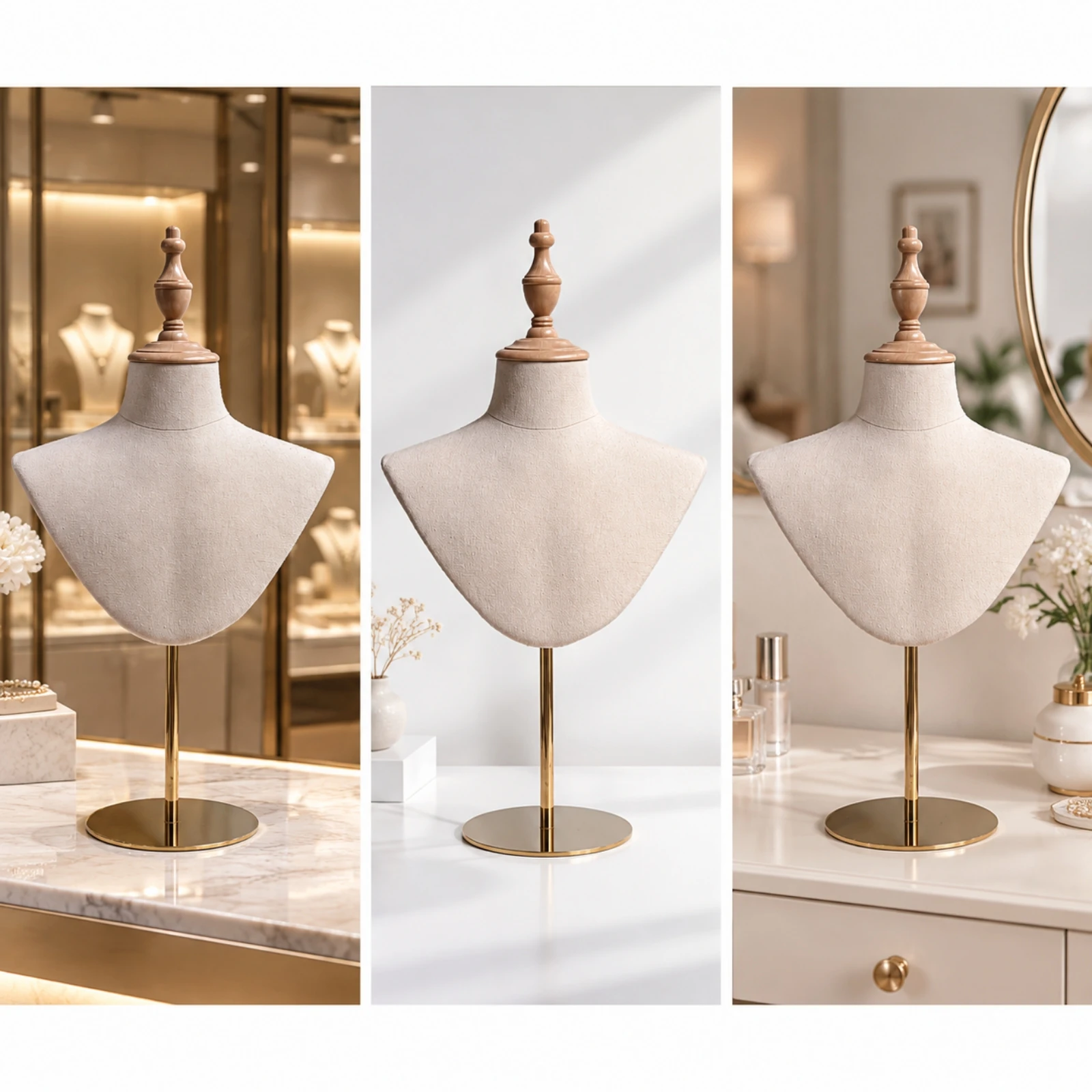 Jewelry and Scarf Display Bust Disassemblable Adjustable Height Display Bust Stable Versatile for Boutique Owners, Shop Openings