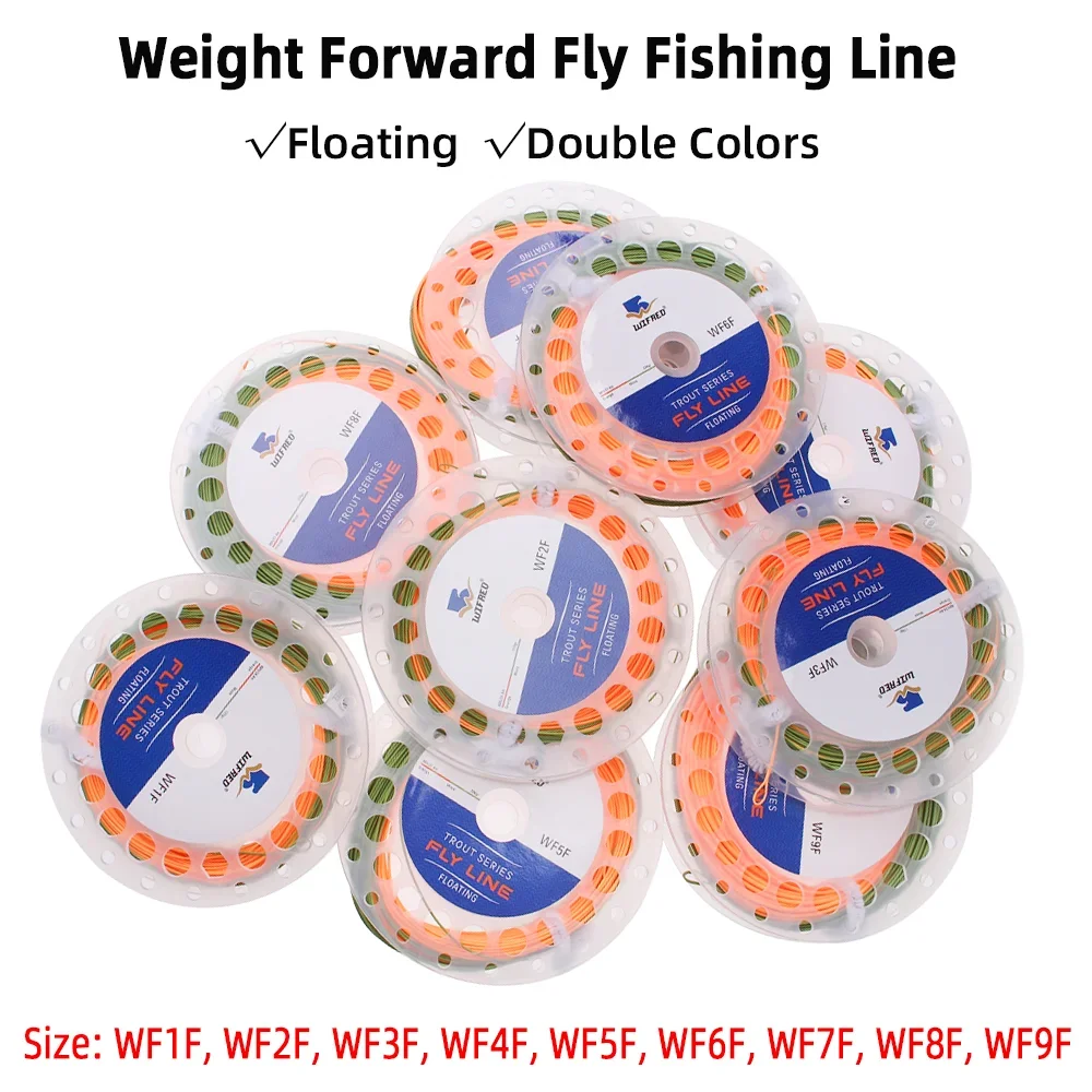 WF1F-WF9F Weight Forward Floating Fly Fishing Line Double Colors 80FT-100FT 2 Welded Loops Fly Line Trout Bass Fishing Tackle