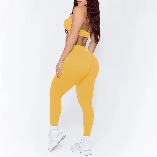 Bum Women Yoga Sets 2025 Shaping Scrunch Butt Leggings And Impact Sports Bra Women 2pcs Seamless Suits Gym Sexy Halter Bra Set - Image 9