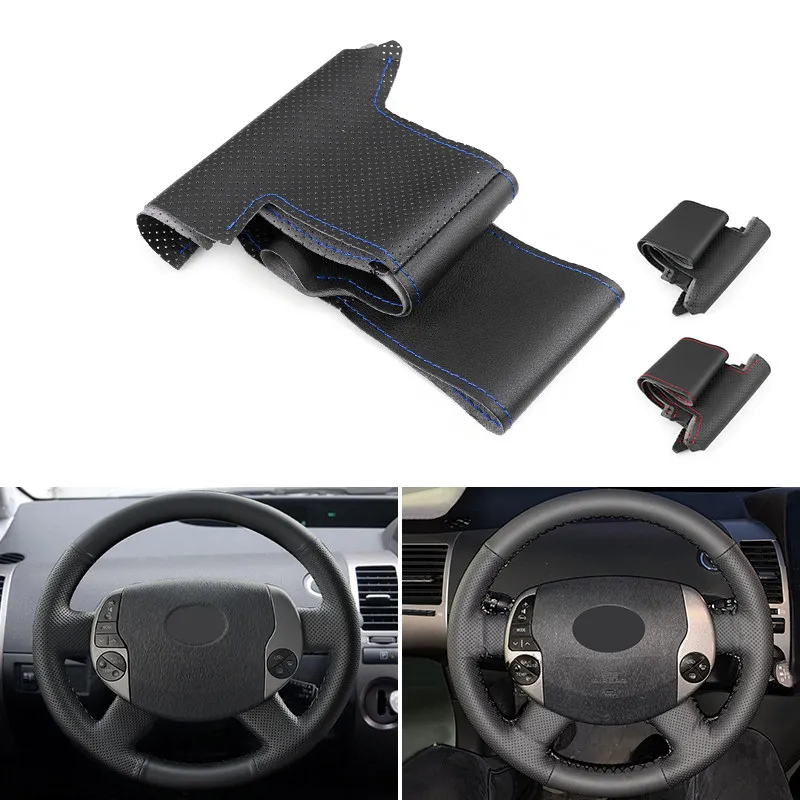 Für Toyota Prius 20 XW20 2004 2005 2006 2007 2008 2009 Handgeflochtener perforierter Mikrofaser-Leder-Lenkradbezug