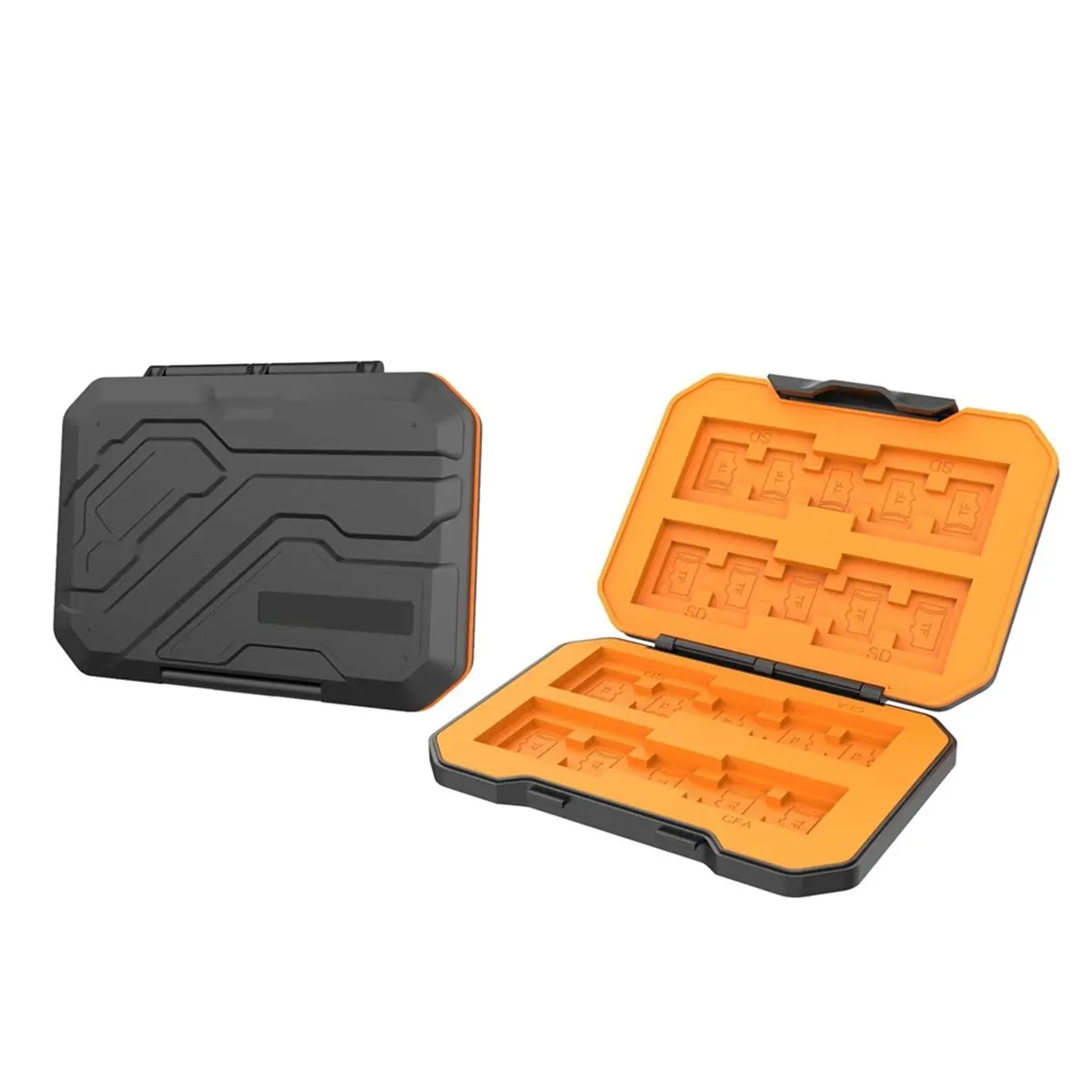 HDL T20 Portable Memory Card Holder 28 Slots Memory Card Case for SD Micro CFexpress Type A Cards Black Orange