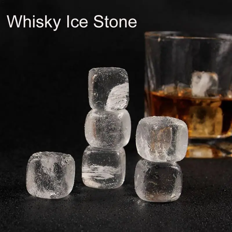 Reusable Square Whiskey Ice Cubes Natural Transparent Crystal Whiskey Chilling Stones Beverage Cooling Barware Accessories