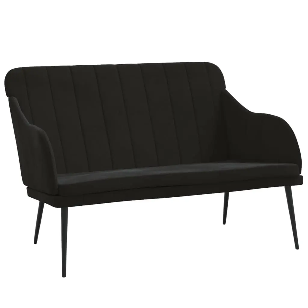 #Black Velvet Loveseat Adjustable Armrests Soft Upholstery Metal Frame Living Room Bedroom Compact